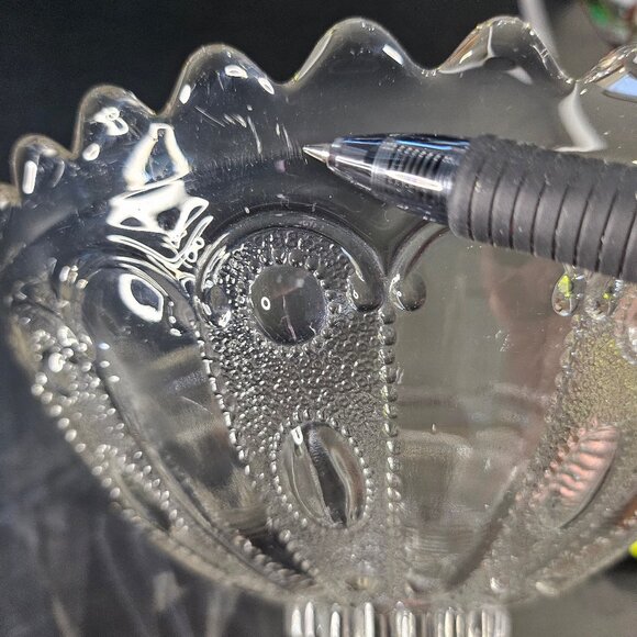 Antique US Glass, Kansas Pattern Jewel With Dewdrop Footed Compote Circa 1901 - Picture 7 of 12